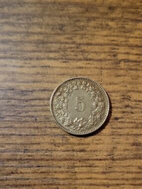1987 Switzerland 5 Rappen Coin- Gold Tones